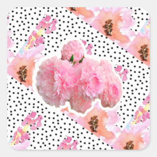 Adesivo Quadrado Flores Rosa