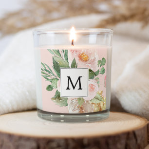 Adesivo Quadrado Flores Rosa Cor-de-Água Moderna Monogramadas