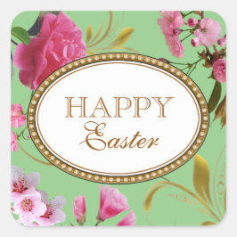 Adesivo Quadrado Flores Rosa-felz pascoa