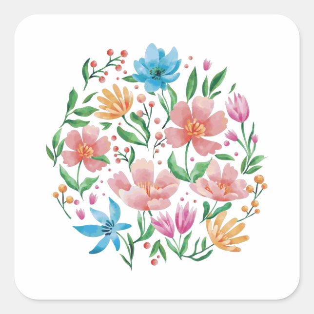 Adesivo Quadrado Flores selvagens (Frente)