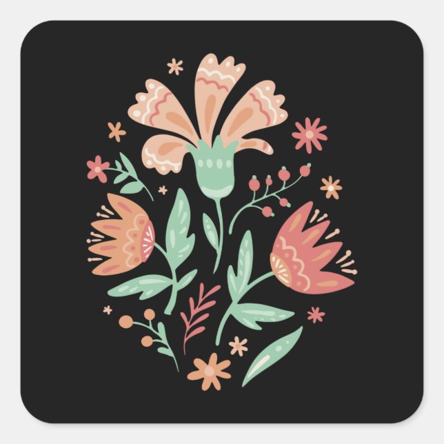 Adesivo Quadrado Flores selvagens (Frente)