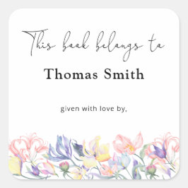 Adesivo Quadrado Flores selvagens- plante de Chá de fraldas, livros