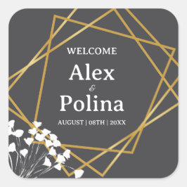 Adesivo Quadrado Flores silvestres elegantes moldura boas-vindas