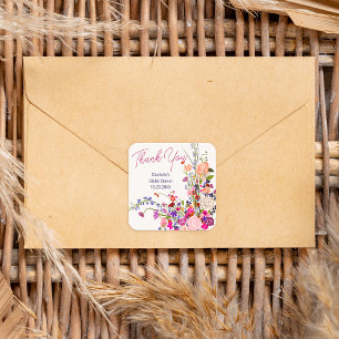 Adesivo Quadrado Flores silvestres modernas agradecem o chá de noiv