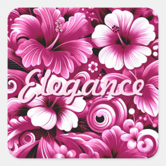 Adesivo Quadrado Flores tropicais havaianas Hibiscus cor-de-rosa br