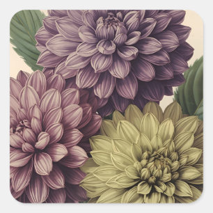 Adesivo Quadrado Flores Vintage