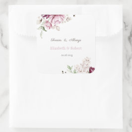 Adesivo Quadrado Flores Violeta Aquarela