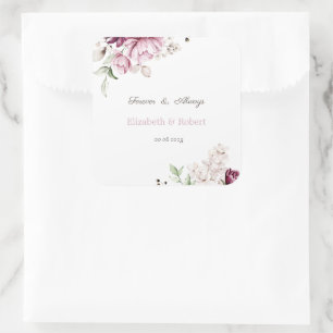 Adesivo Quadrado Flores Violeta Aquarela