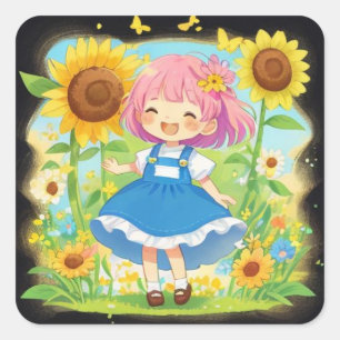 Adesivo Quadrado Flores Whimical Stickers for Kids