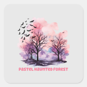 Adesivo Quadrado Floresta assombrada por Pastel