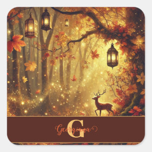 Adesivo Quadrado Floresta Autônoma de Ouro Whimsical Personalizada