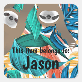 Adesivo Quadrado Floresta Colorida Prendendo Banheiras com Nome