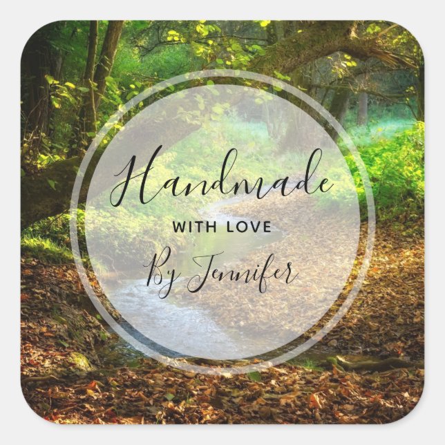 Adesivo Quadrado Floresta Creek Belo Paisagem Natural (Frente)