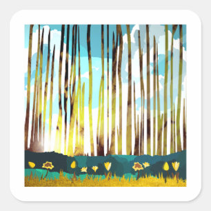 Adesivo Quadrado Floresta da Manhã