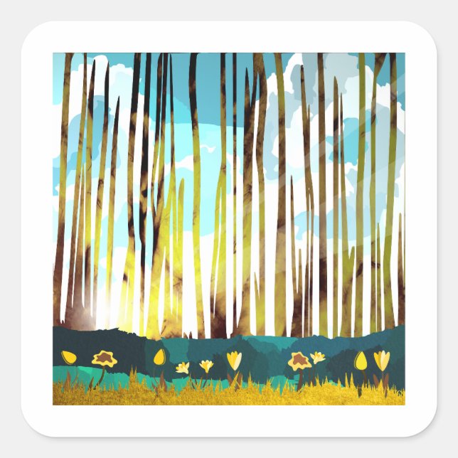 Adesivo Quadrado Floresta da Manhã (Frente)