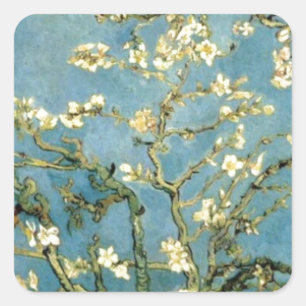 Adesivo Quadrado Floresta de Amêndoa Brilhante por Van Gogh