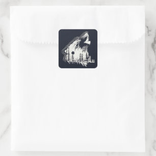 Adesivo Quadrado Floresta de Pinheiros do Lobo Inverno