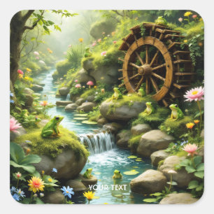Adesivo Quadrado Floresta de Sapo Fantasy Cute