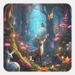 Adesivo Quadrado Floresta Encantada Um Oásis Místico