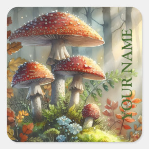 Adesivo Quadrado Floresta Mágica Personalizada - Folhagem de Cogume
