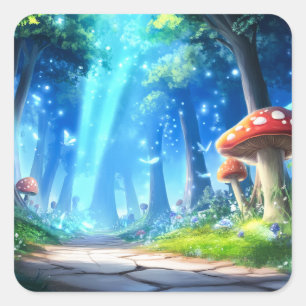 Adesivo Quadrado Floresta Mushroom