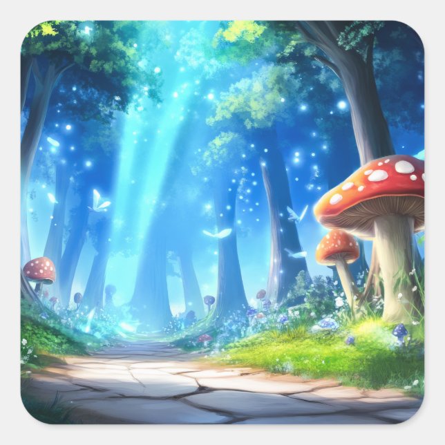 Adesivo Quadrado Floresta Mushroom (Frente)
