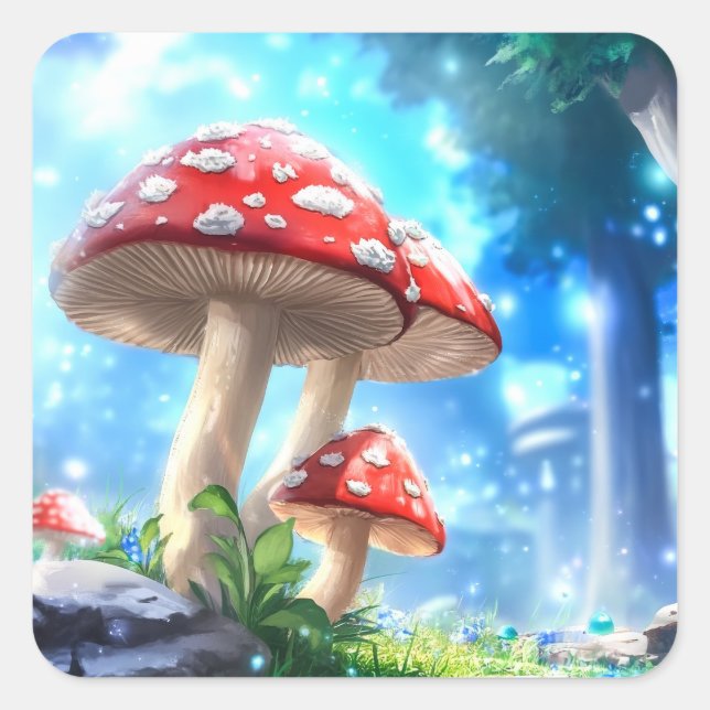 Adesivo Quadrado Floresta Mushroom (Frente)