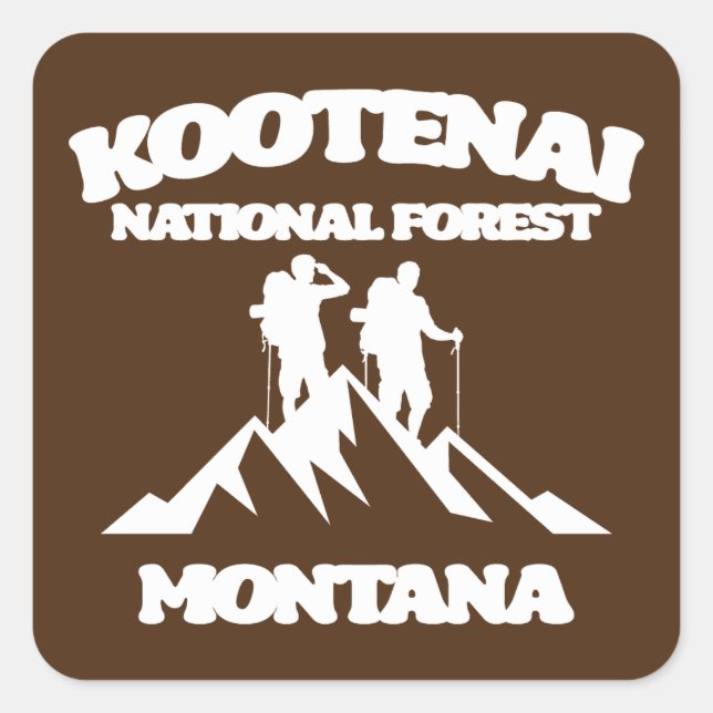 Adesivo Quadrado Floresta Nacional de Kootenai, Montana (Frente)