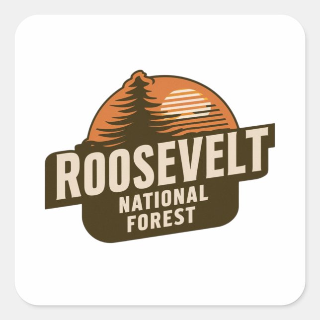 Adesivo Quadrado Floresta Nacional Retro Roosevelt (Frente)