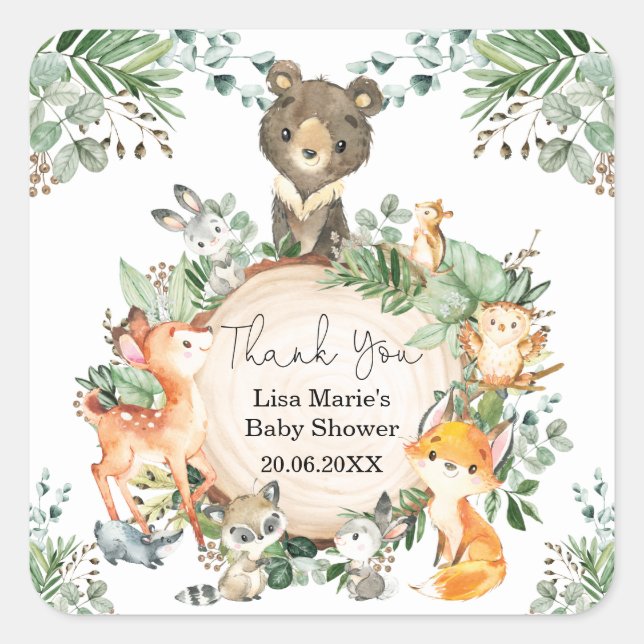 Adesivo Quadrado Floresta Rústica E Bonita Covarinhos Veneram Bebês (Frente)