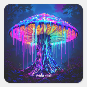 Adesivo Quadrado Floresta Surreal Fantasy Cute Mushroom