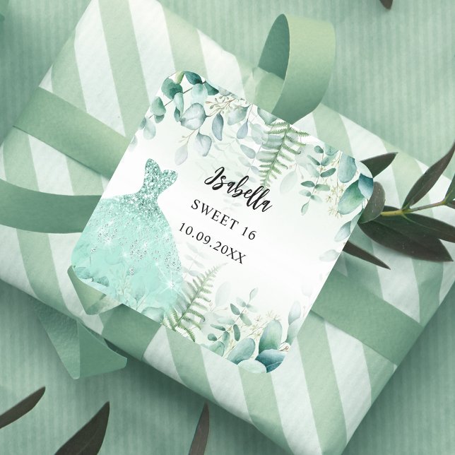 Adesivo Quadrado Floresta verde de eucalipto 16 (Criador carregado)