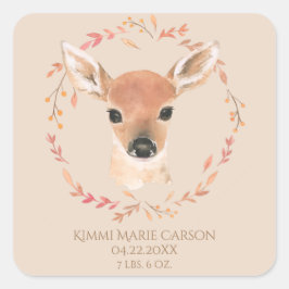 Adesivo Quadrado Floresta Woodland Animal Aquarela Parto Simples