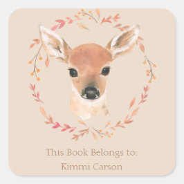 Adesivo Quadrado Florestal Florestal Animais Aquícolas Cl Minimalís