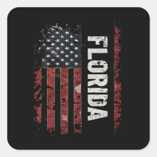 Adesivo Quadrado Flórida EUA Flag