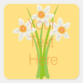 Adesivo Quadrado Florista de Gardeno de Daffodils Brancos Personali