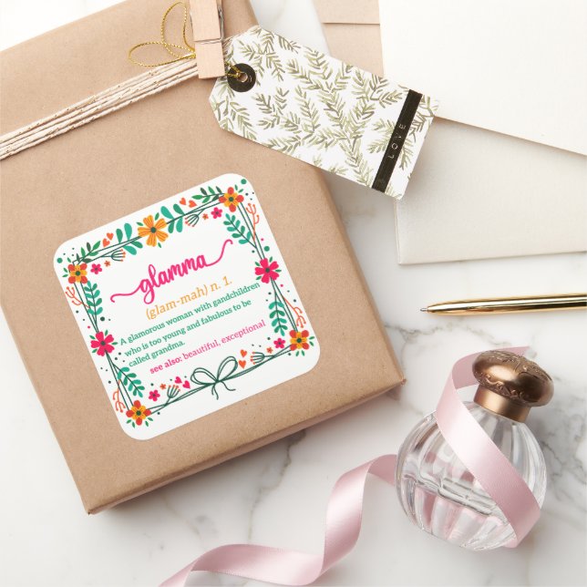 Adesivo Quadrado Flower Frame Glamma Vovó Definição de vovó (Presentear)