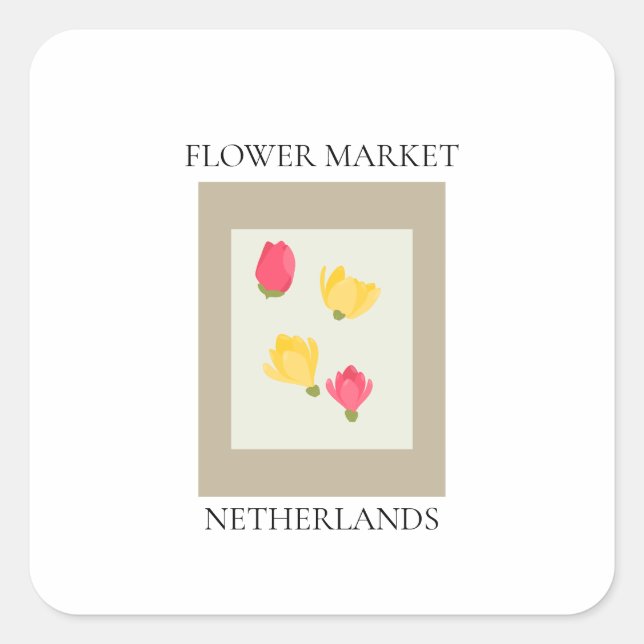 Adesivo Quadrado Flower Market - Netherlands (Frente)