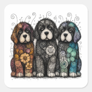Adesivo Quadrado Flower Power Newfies