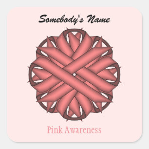 Adesivo Quadrado Flower Ribbon rosa por Kenneth Yoncich