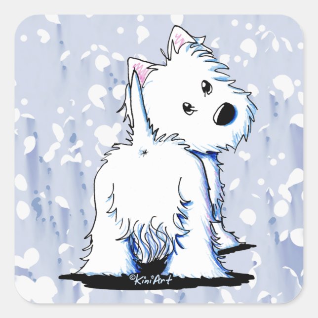 Adesivo Quadrado Fluffybutt Westie Stickers (Frente)