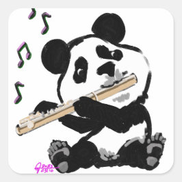Adesivo Quadrado Flute Playing Panda