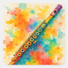 Adesivo Quadrado Fluto de Cores de Água Vibrantes