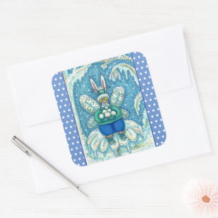 ADESIVO QUADRADO FLUTTERBUN WINTER WONDERLAND, BUNNY RABBIT