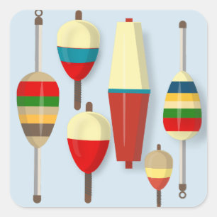 Adesivo Quadrado Fluxos de Pesca / Bobbers