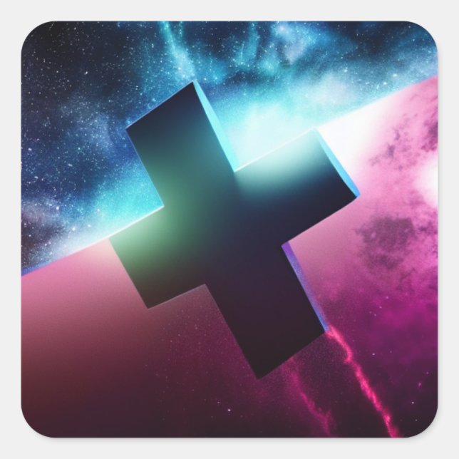 Adesivo Quadrado Flying Cross in Space Sticker (Frente)