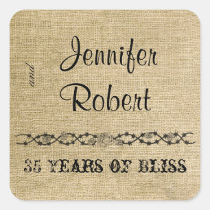 Adesivo Quadrado Foco de Envelope de Burlap Ocidental