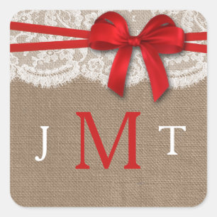 Adesivo Quadrado Focos de Coleção de Casamentos de Arco Vermelho Ru