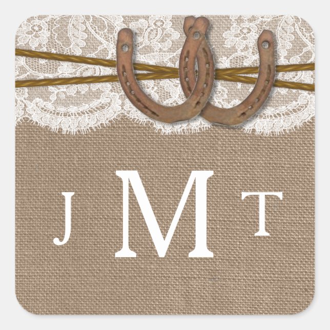 Adesivo Quadrado Focos de Coleção de Ferradura Rústica (Frente)