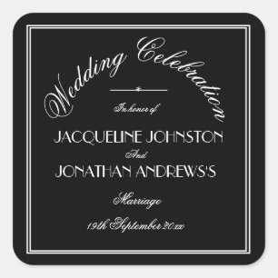 Adesivo Quadrado Focos de Envelope B e W personalizados elegantes